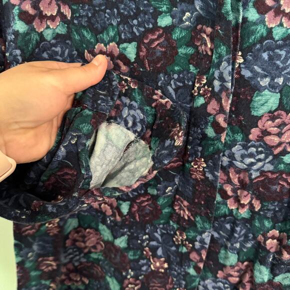 Vintage Christopher & Banks Jewel Tone 90s Floral Button Down Shirt Size Large - Picture 3 of 7